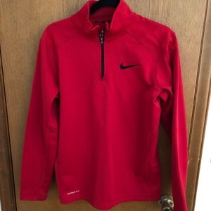 Red Nike Mens Therma Fit Long sleeve Half Zip
